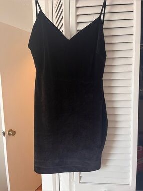 Black Velvet Slip Dress with Spaghetti Straps